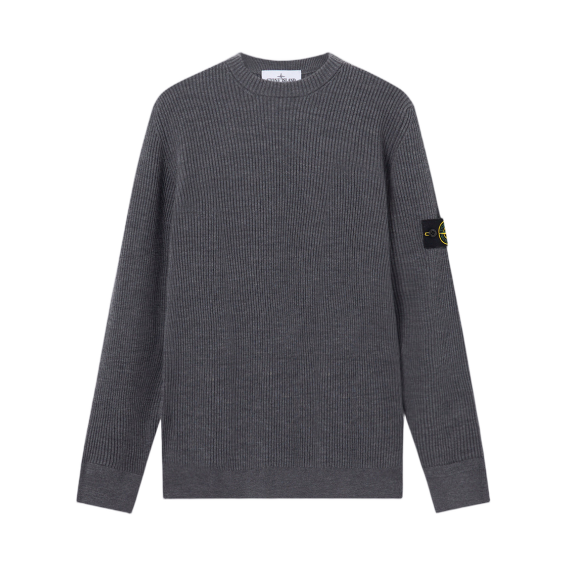 K2S1551000-53S00C2-V0M67 Stone Island 5100053 Full Rib RWS Wool Crewneck Jumper with Ribbed Trims Dark Grey Melange - 25FW