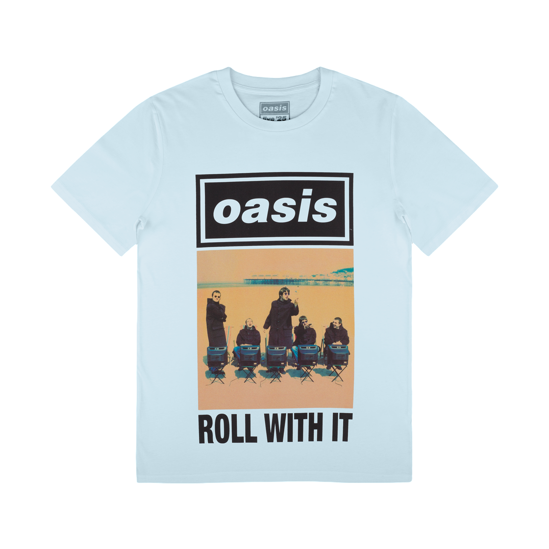 - Oasis Live '25 Roll With It Cover T-Shirt Baby Blue