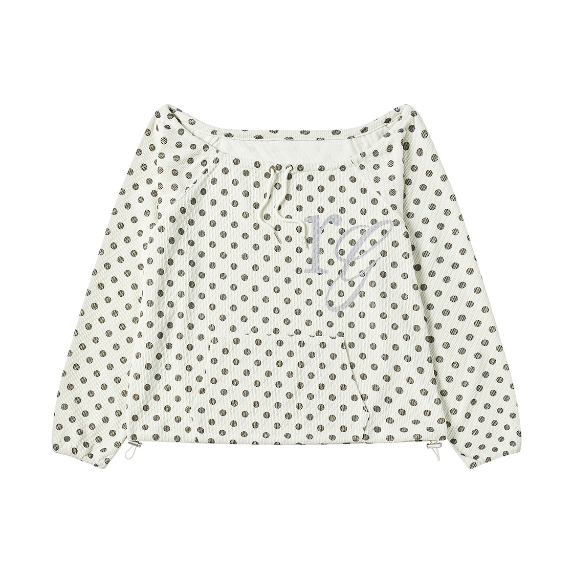 RG_25_FA2_LS_16 Rogin N Rosie Dotted Pocket String Point Long Sleeve Cream Charcoal
