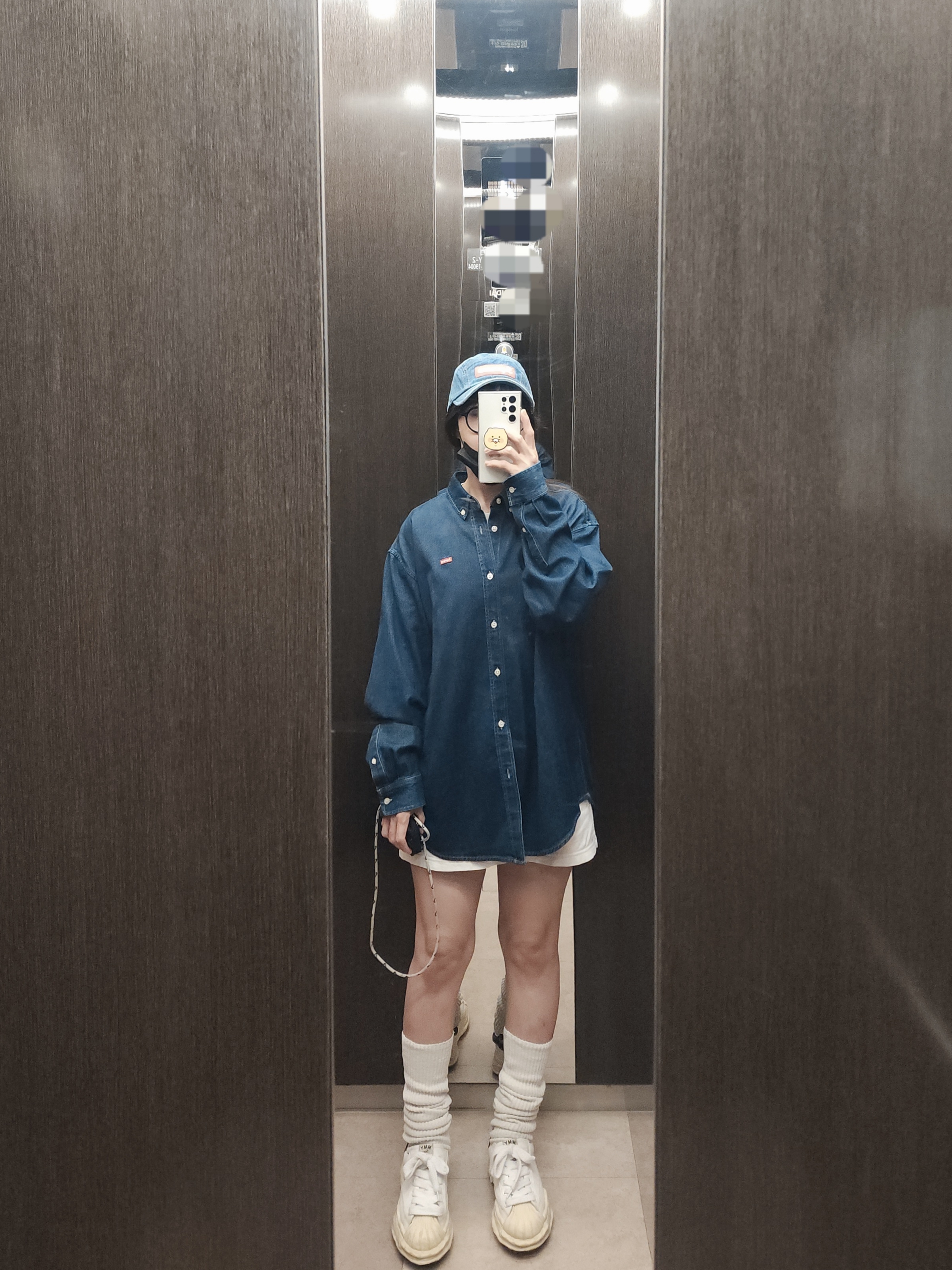 Maison Mihara Yasuhiro Blakey VL OG Sole Leather Low-top Sneakers White, Supreme Washed Chino Twill Camp Cap Denim - 22FW 착용 스타일