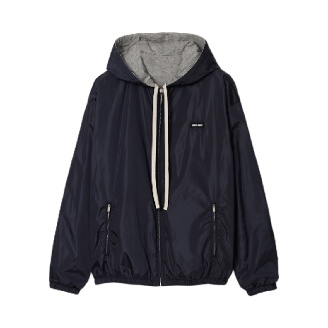 ML1432-1808-F0KZO (W) Miu Miu Reversible Technical Fabric Jersey Blouson Jacket Royal Blue Grey