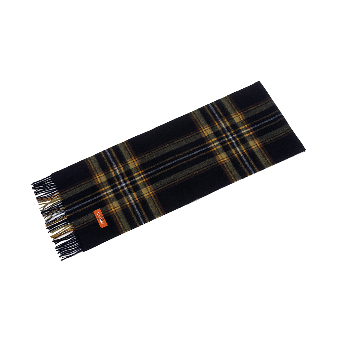 리끌로우 이니 체크 울 100% 머플러 옐로우 네이비(RECLOW Eeny Check Wool 100% Muffler Yellow Navy) - 3