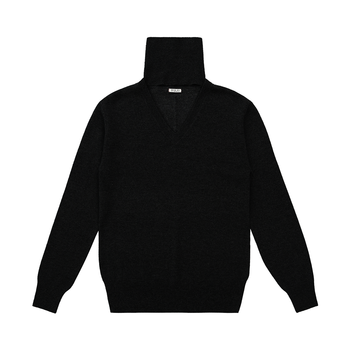 유지 브이넥 하이 니트 탑 블랙(YUJI V-Neck High Knit Top Black)