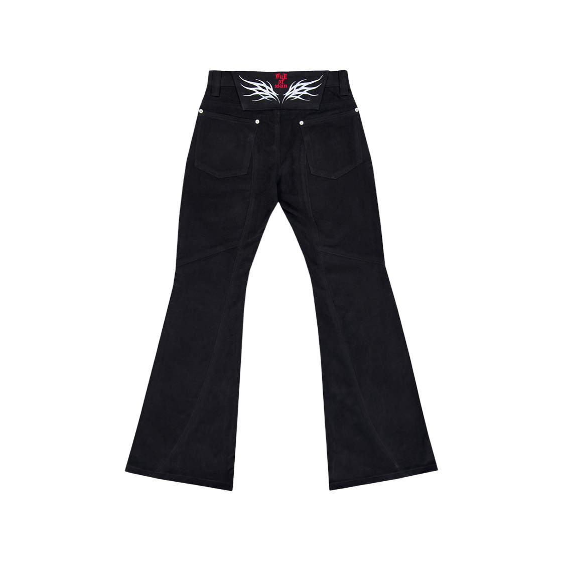 25FW-14(250214) Full of Ssun Tramp Stamp Flare Pants Black