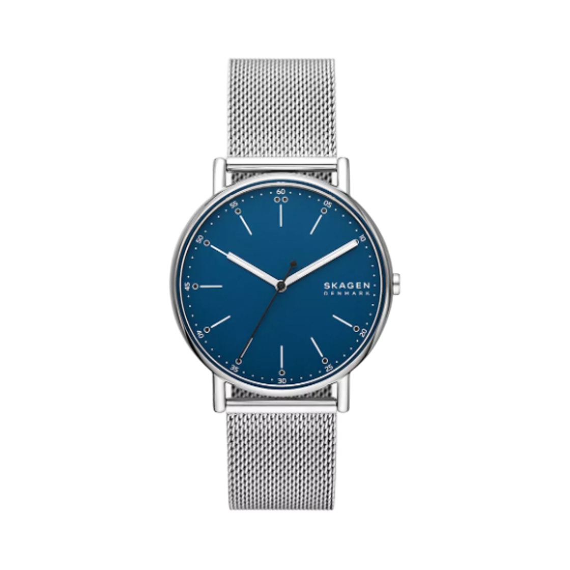 스카겐 시그니쳐 쿼츠 쓰리핸드 40mm 블루 스테인리스 스틸 메쉬 실버(Skagen Signature Quartz Three-Hand 40mm Blue Stainless Steel Mesh Silver)