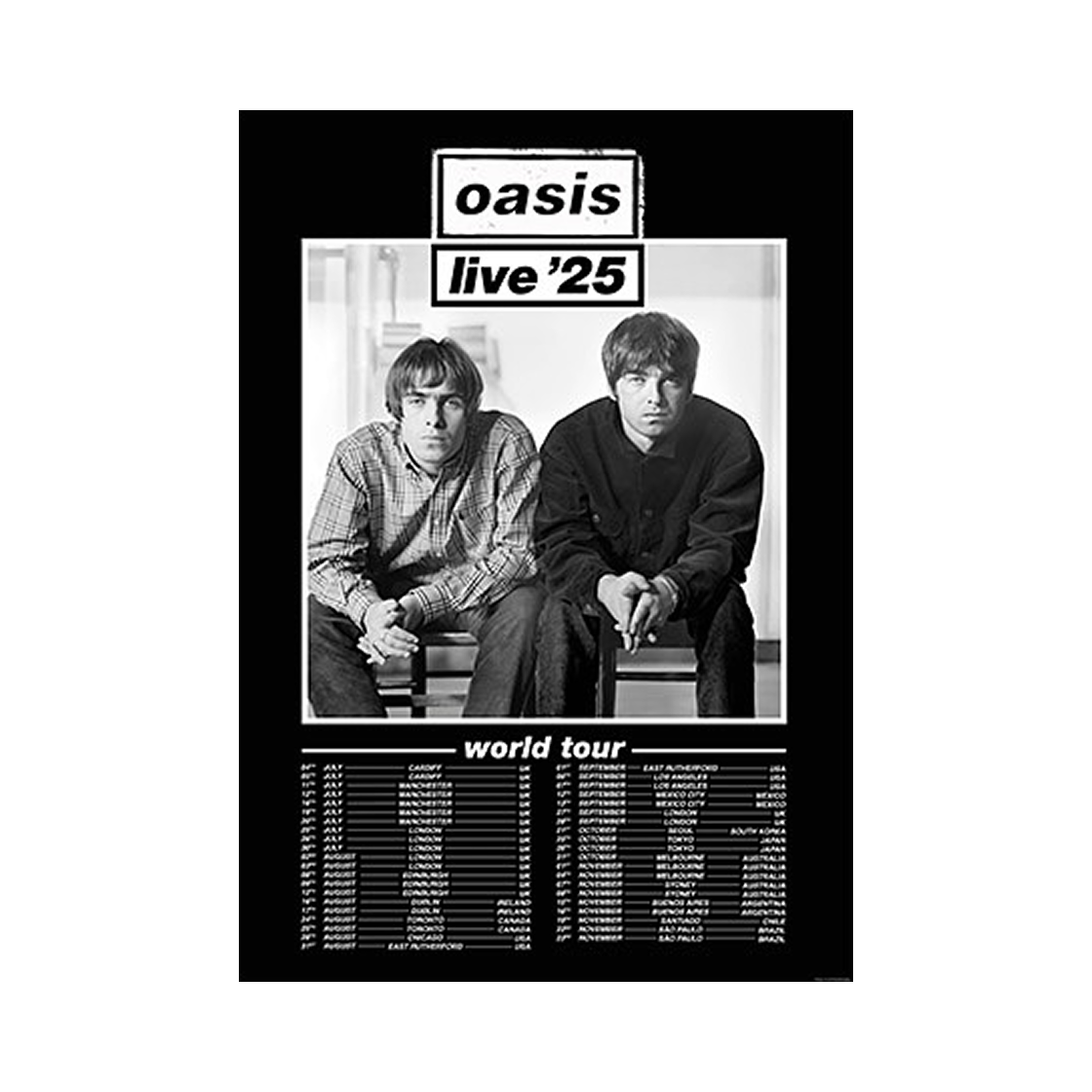 - Oasis Wonderwall Live '25 World Tour Poster