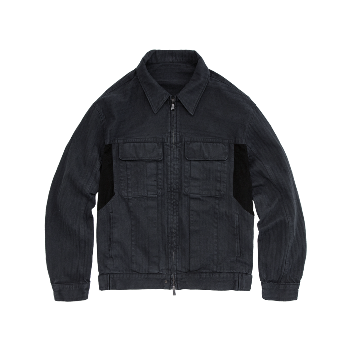 PL5LJU8011BJ Polyteru HBT Zip Trucker Jacket Ink Black