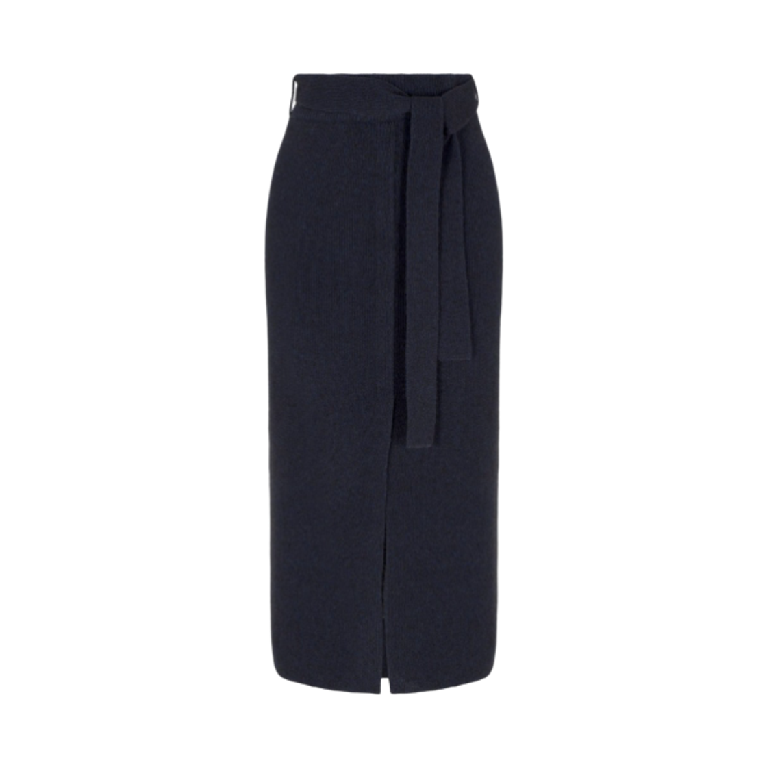 EW001250AF19918UB092 (W) Emporio Armani Wool Long Skirt with Slit and Belt Blue