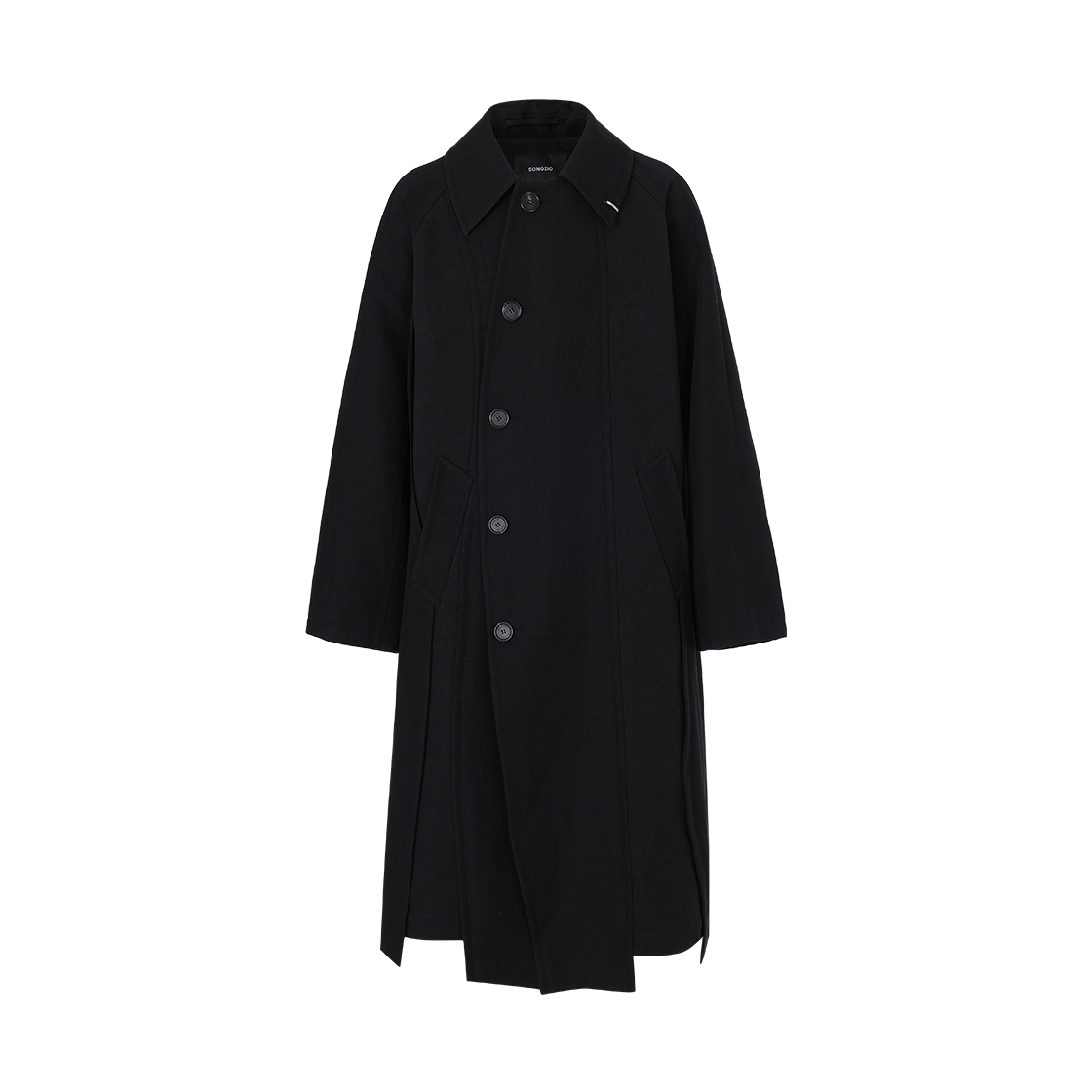 송지오 컬렉션 어시메트릭 컷 아웃 코트 블랙