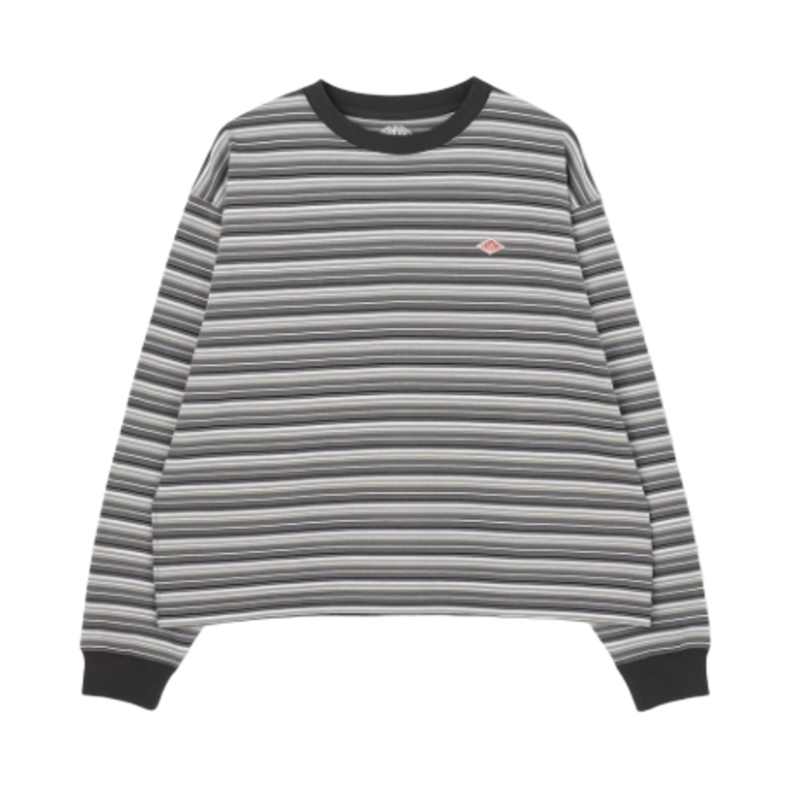 DT-C0269 (W) Danton Stripe Long Sleeve T-Shirt Grey White