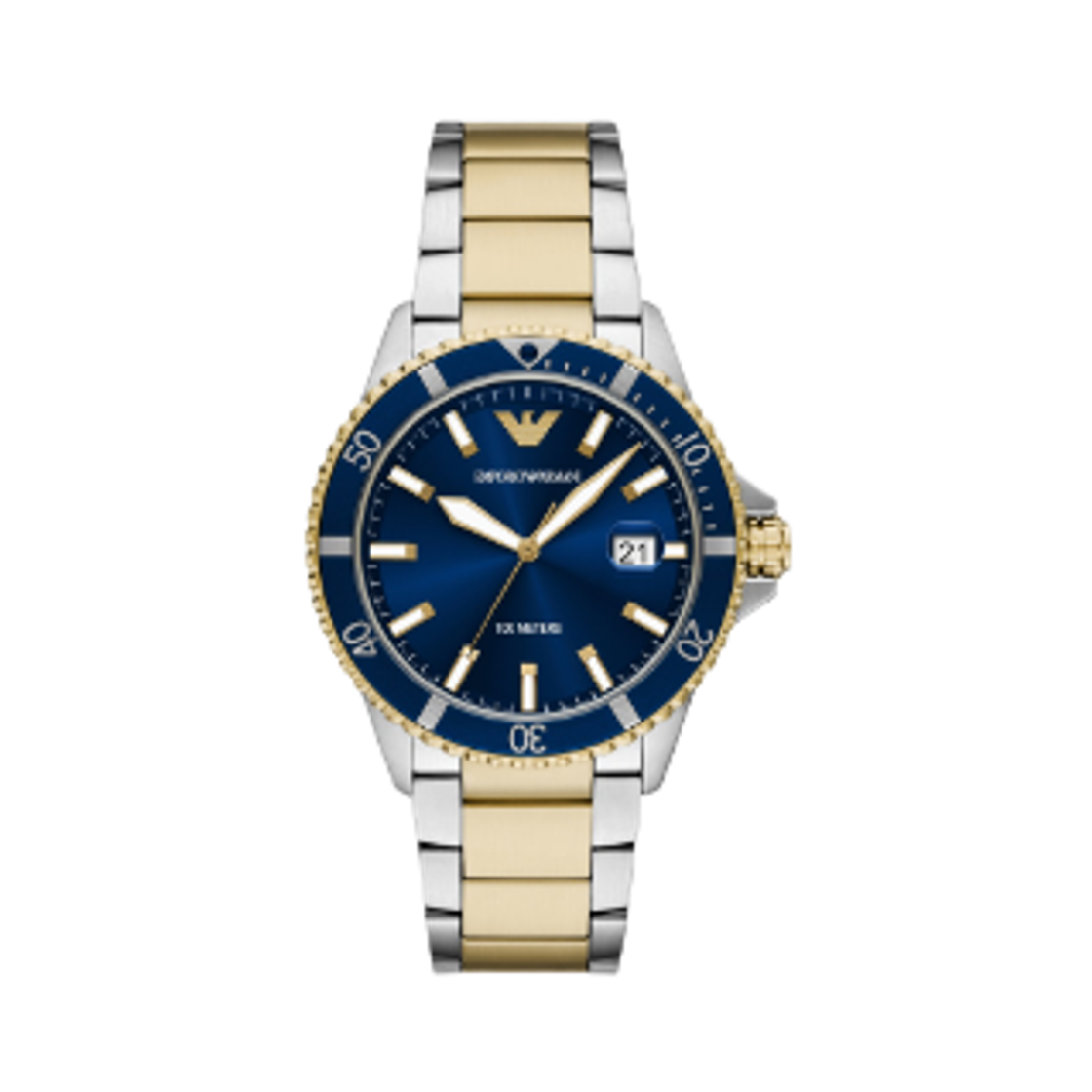 AR11682 Emporio Armani World Explorer Quartz Three-Hand Date 42mm Two-Tone Stainless Steel Blue Gold