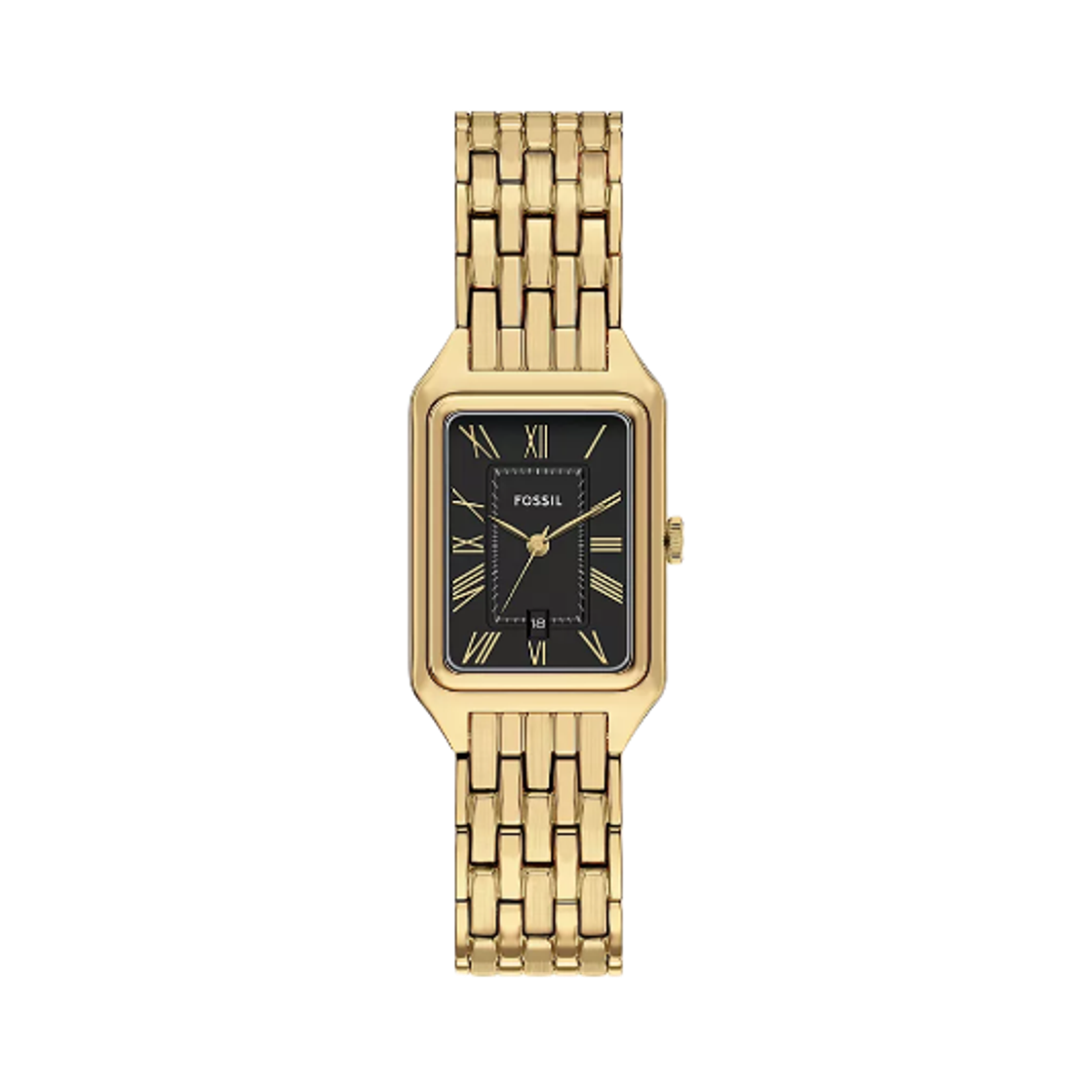 (W) 파슬 라켈 쓰리핸드 데이트 23mm 스테인리스 스틸 블랙 골드((W) Fossil Raquel Three-Hand Date 23mm Stainless Steel Black Gold)