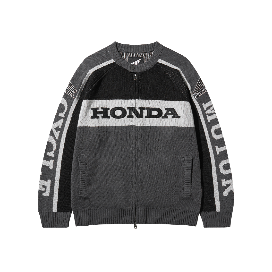 HFW1KC301ACH Honda Big Logo Knit Zip-up Charcoal