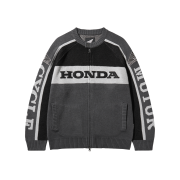 Honda Big Logo Knit Zip-up Charcoal