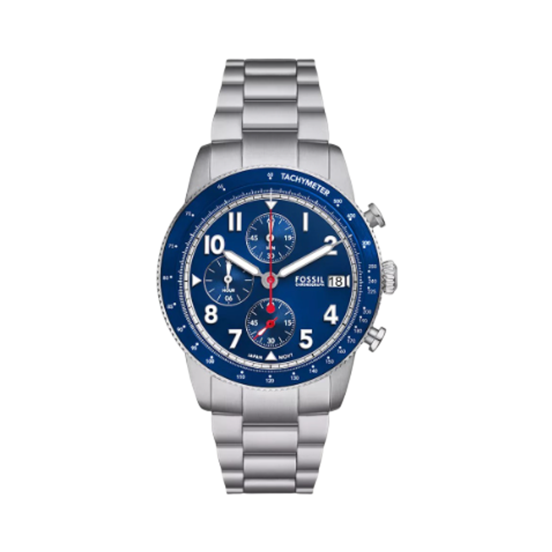 FS6047 Fossil Sport Tourer Quartz Chronograph 42mm Stainless Steel Blue Silver