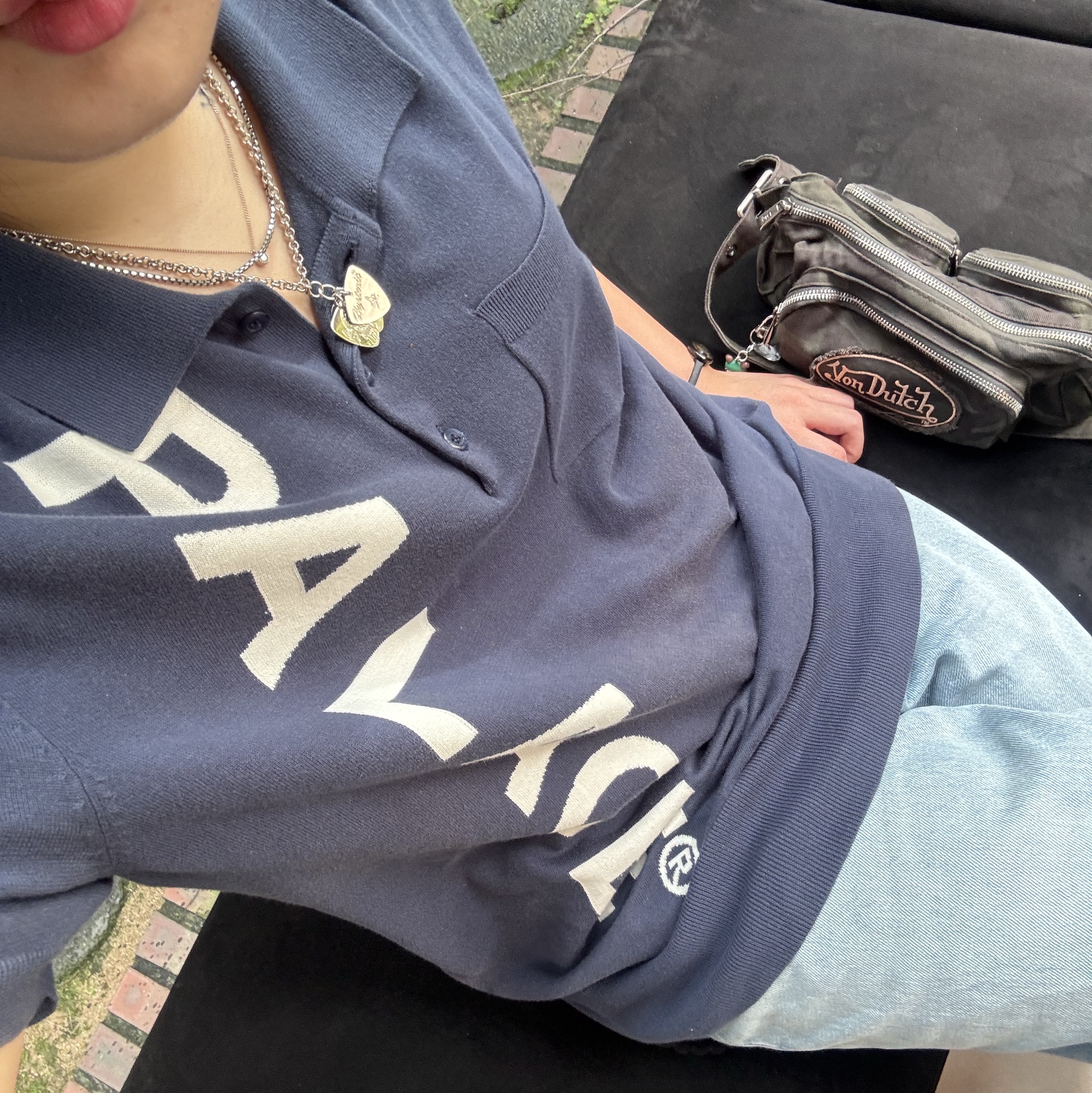 Palace Intarsia Font Polo Pink - 22SS, (W) Hysteric Glamour On Skull Pick Necklace Silver 착용 스타일 - 1