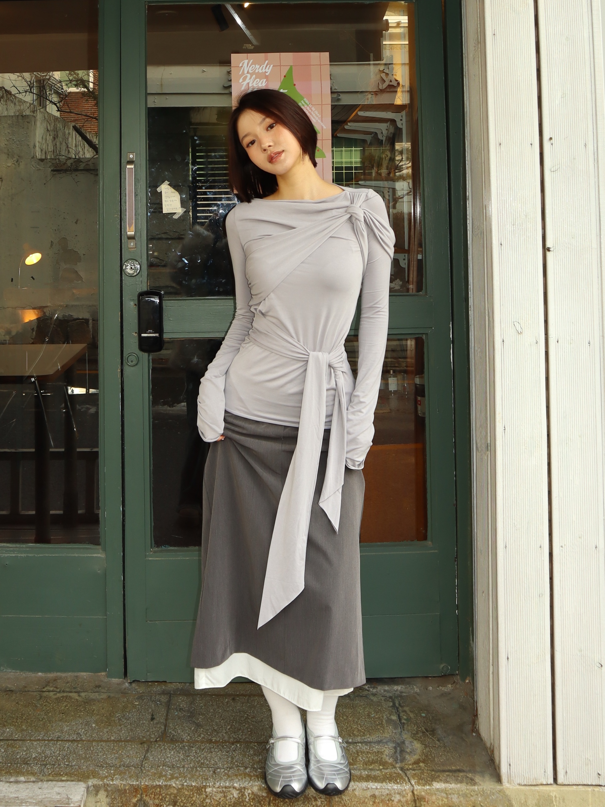 COREOFALCHEMY Strap MaryJane Pasdechat Lugsole Silver 착용 스타일 - 2