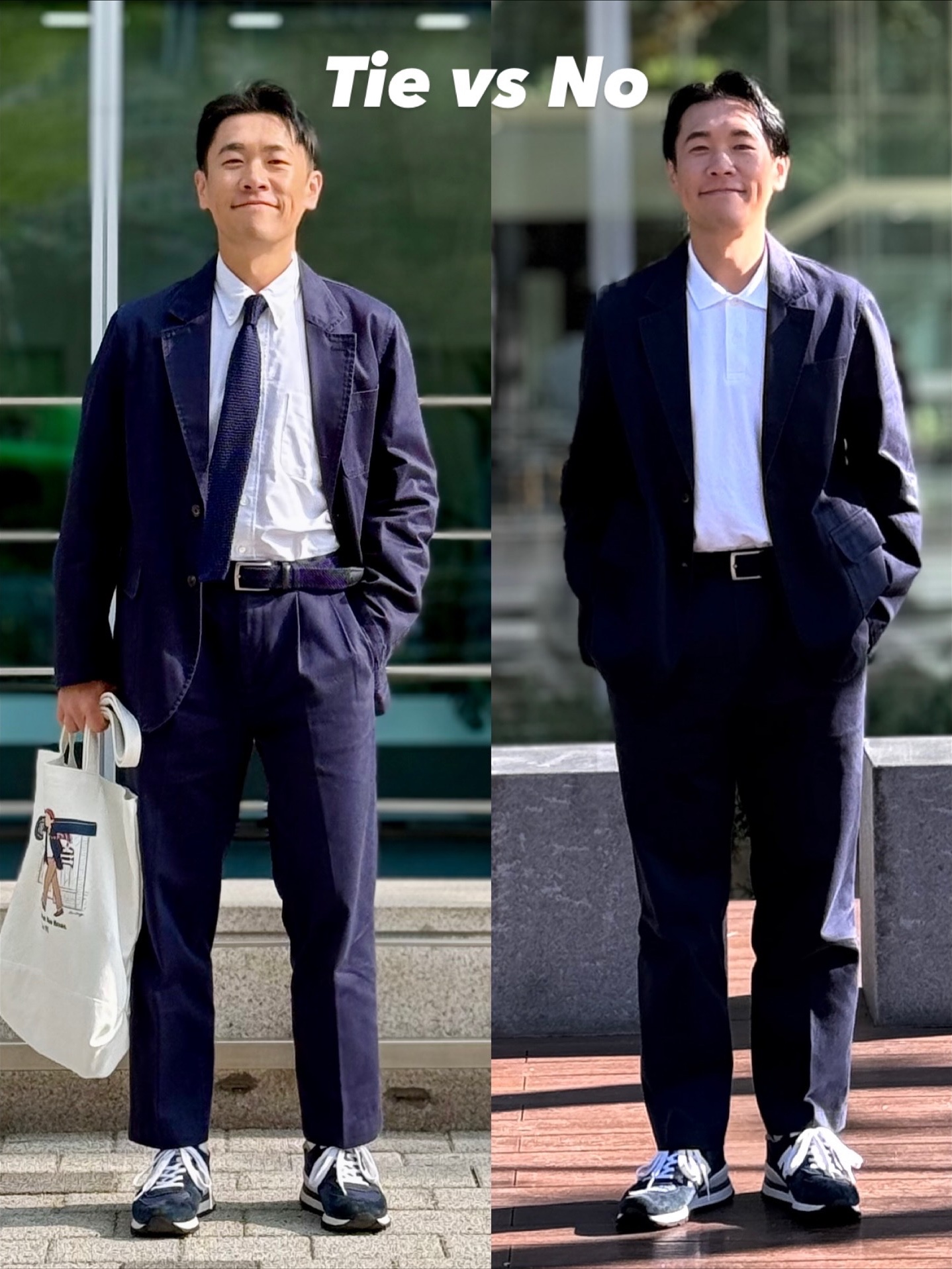 New Balance 990v1 Made in USA Navy 착용 스타일 - 1