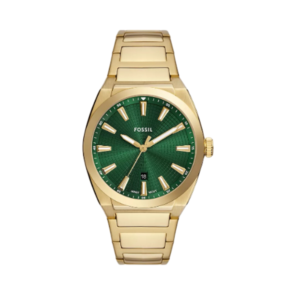 FS6090 Fossil Everett Quartz Three-Hand Date 42mm Stainless Steel Green Gold