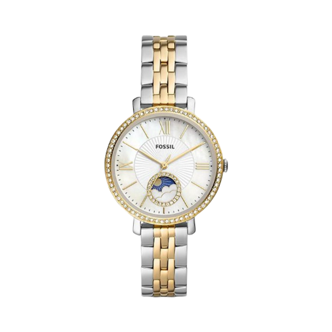 ES5166 (W) Fossil Jacqueline Sun Moon Quartz Multifunction 36mm Stainless Steel Silver Gold