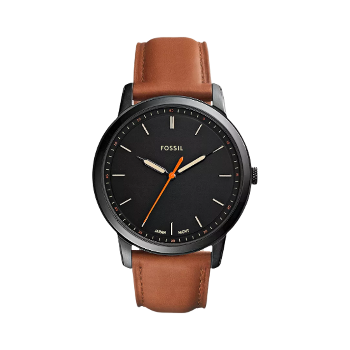 FS5305 Fossil Minimalist Slim Quartz Three-Hand 44mm Leather Black Brown