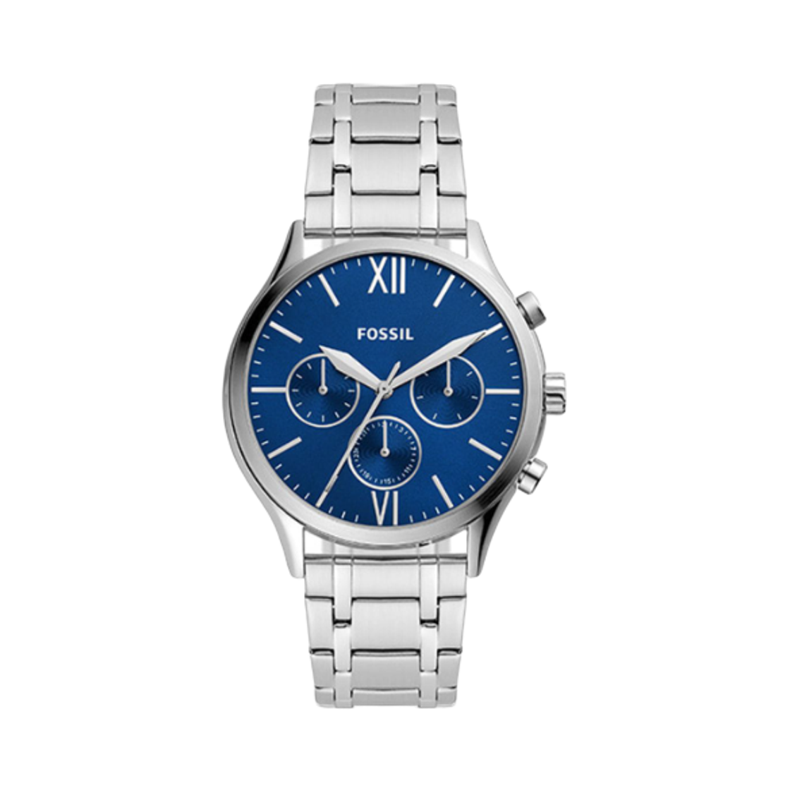 BQ2808 Fossil Fenmore Quartz Multifunction 44mm Stainless Steel Silver Blue