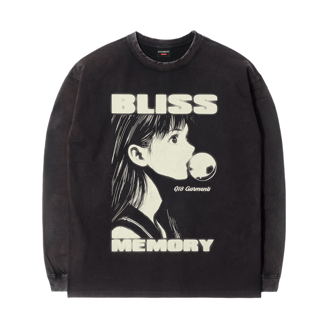 Q5AMTL001BLK QT8 GARMENTS Bliss Washed Long Sleeve Black