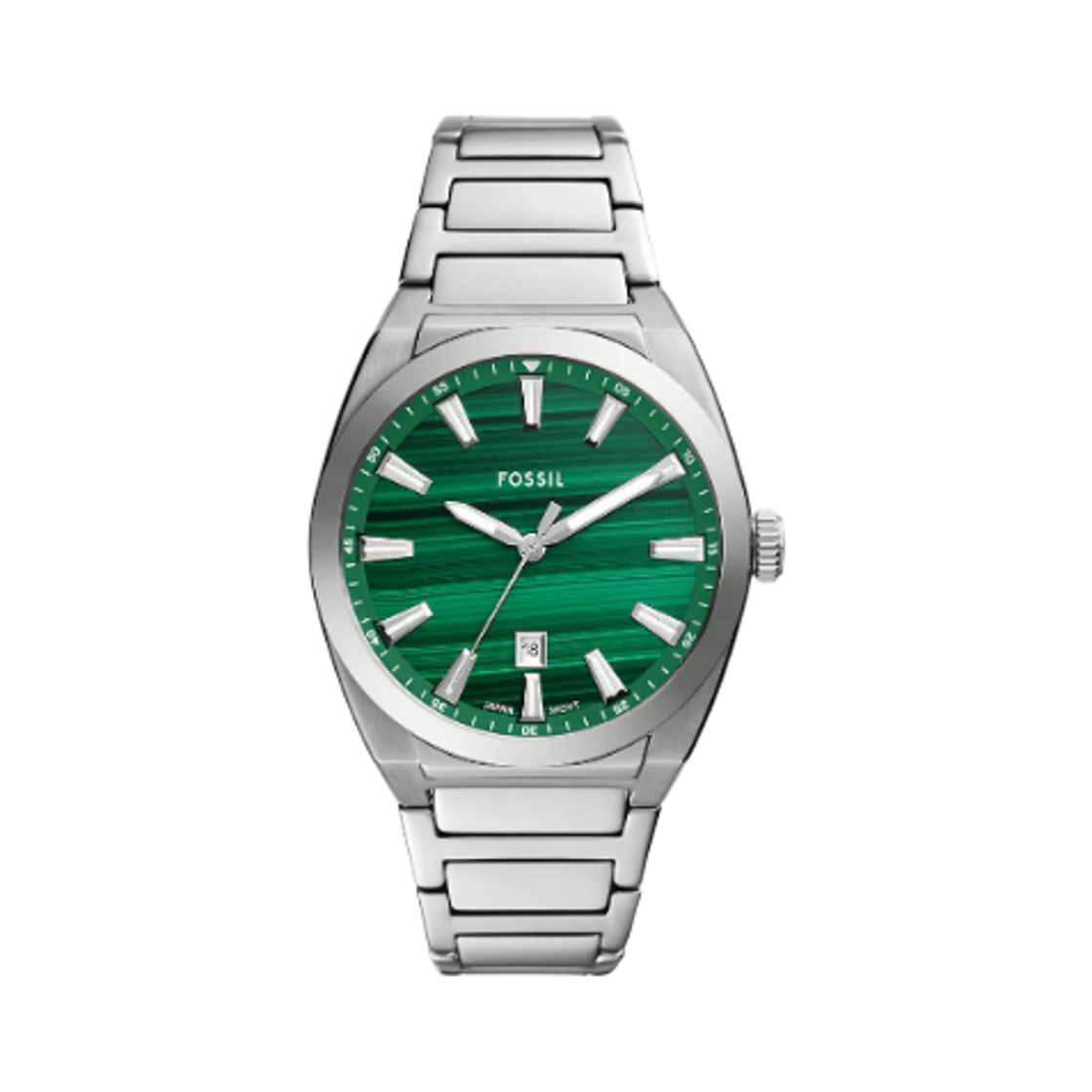 FS6056 Fossil Everett Quartz Three-Hand Date 42mm Stainless Steel Green Silver