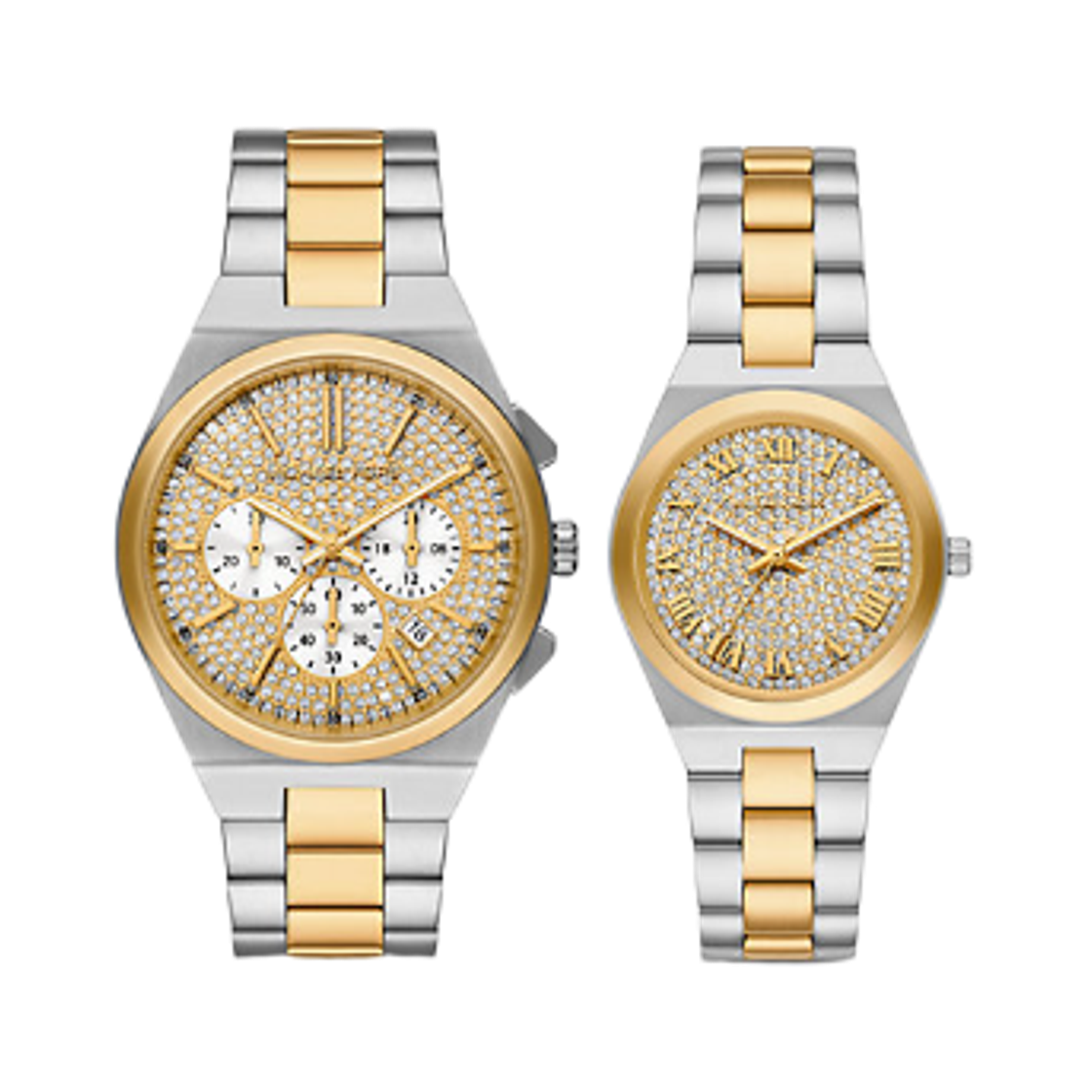 MK7503 Michael Kors Lennox Pave Quartz Three-Hand 42mm & 28mm Watch Stainless Steel Gold