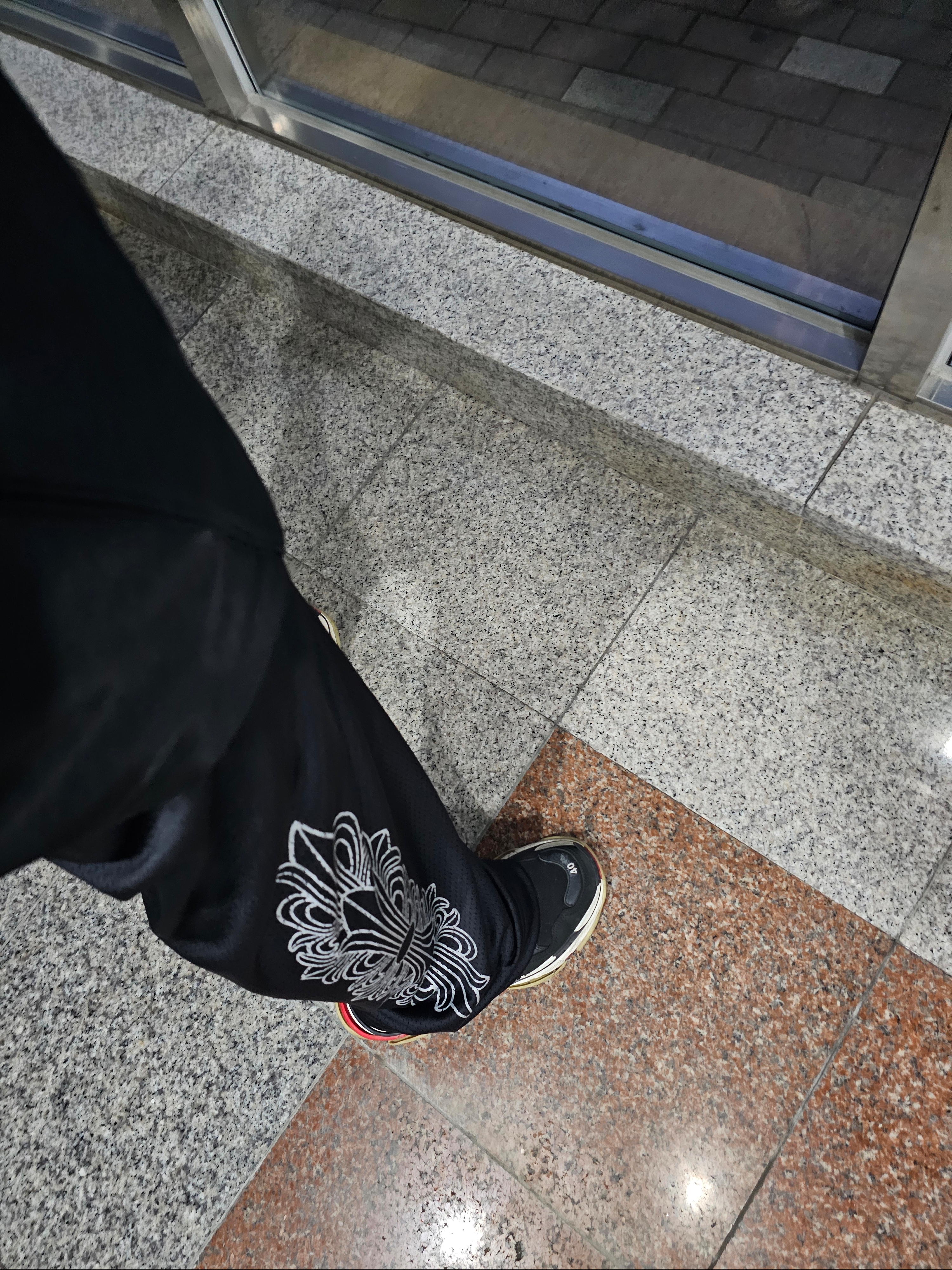 Chrome Hearts Mesh Varsity Pants Black, Balenciaga Triple S Sneakers Black 착용 스타일
