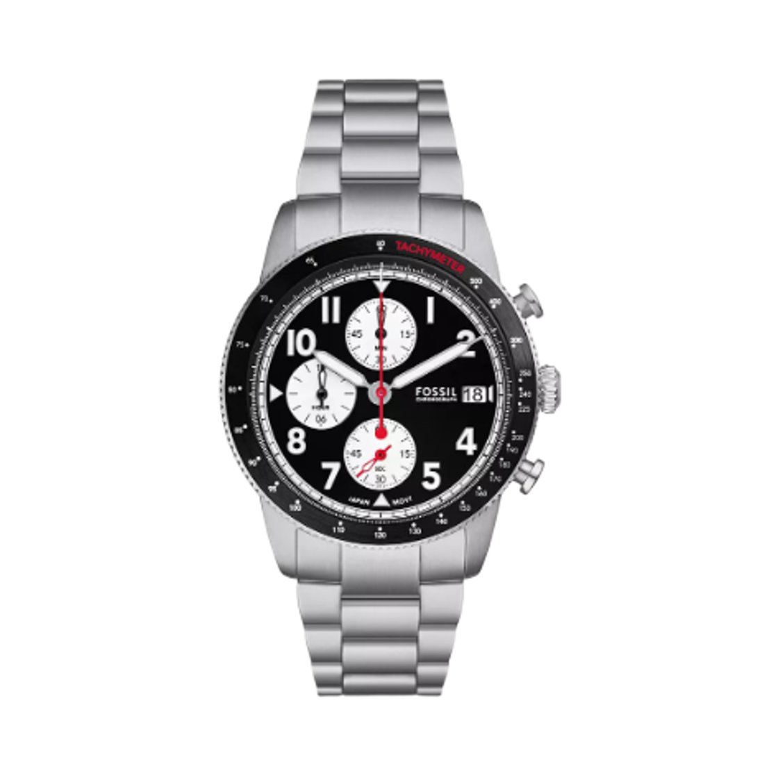 FS6045 Fossil Sport Tourer Quartz Chronograph 42mm Stainless Steel Black Silver