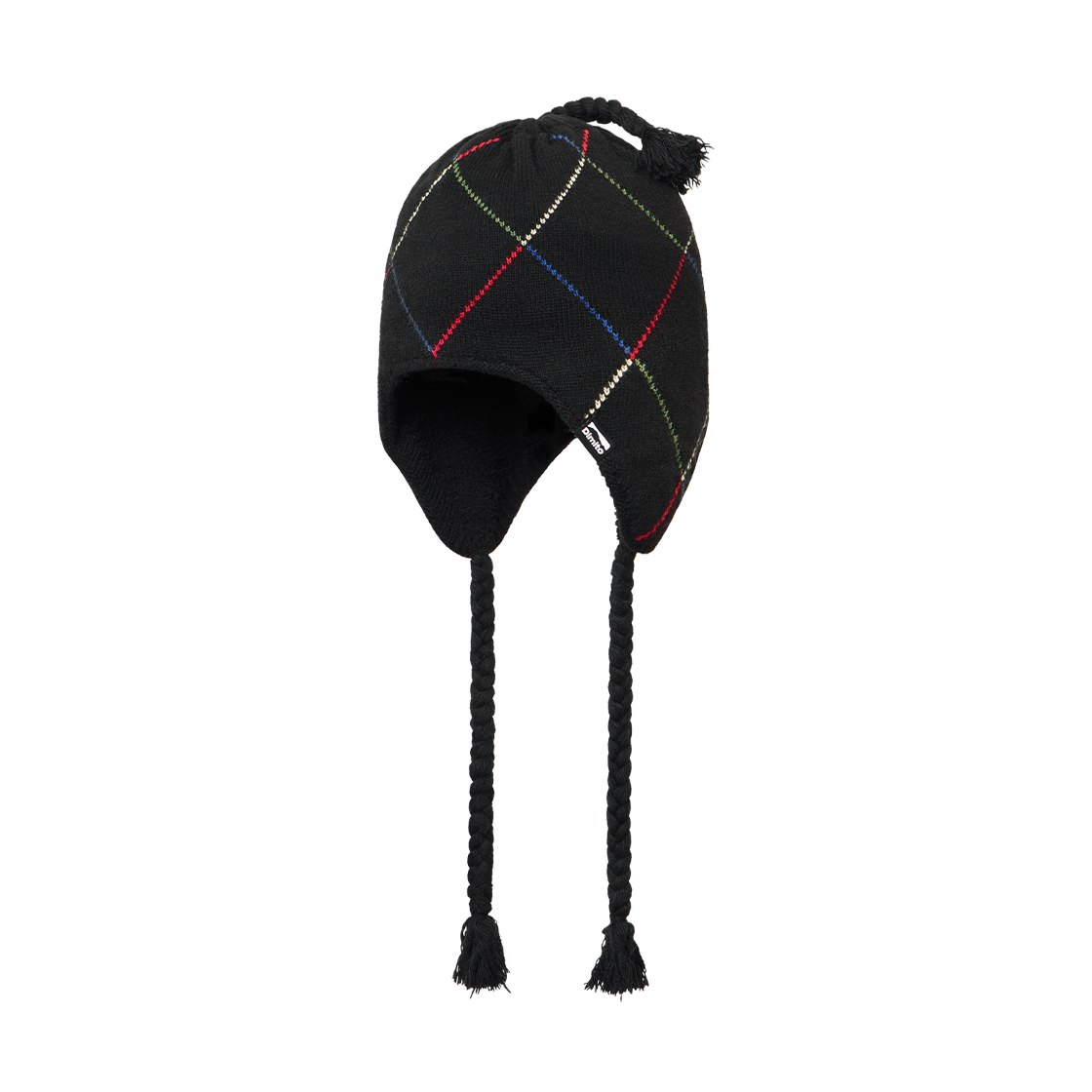 WVEN21112 Dimito Lined Argyle Ear Flap Beanie Black
