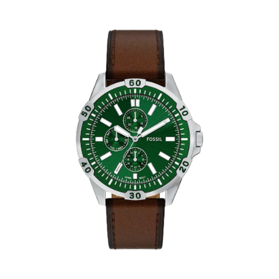 FS6147 Fossil Garrett Quartz Multifunction 44mm Leather Green Brown