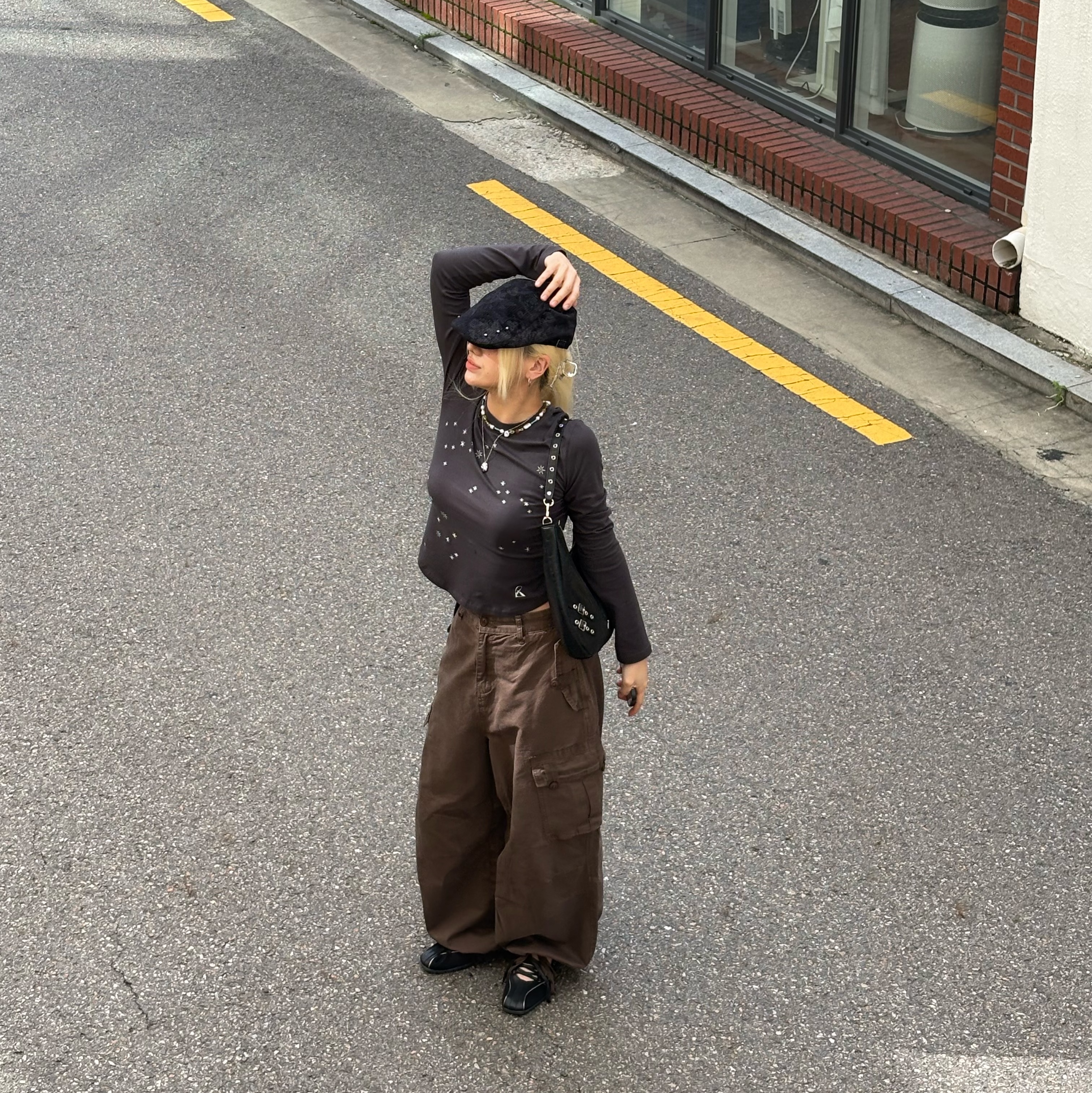 Riomeu Stellance Long Sleeve Charcoal 착용 스타일 - 2
