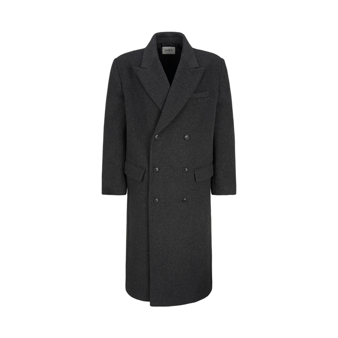 노이스 더블브레스트 울 캐시미어 롱 코트 그레이