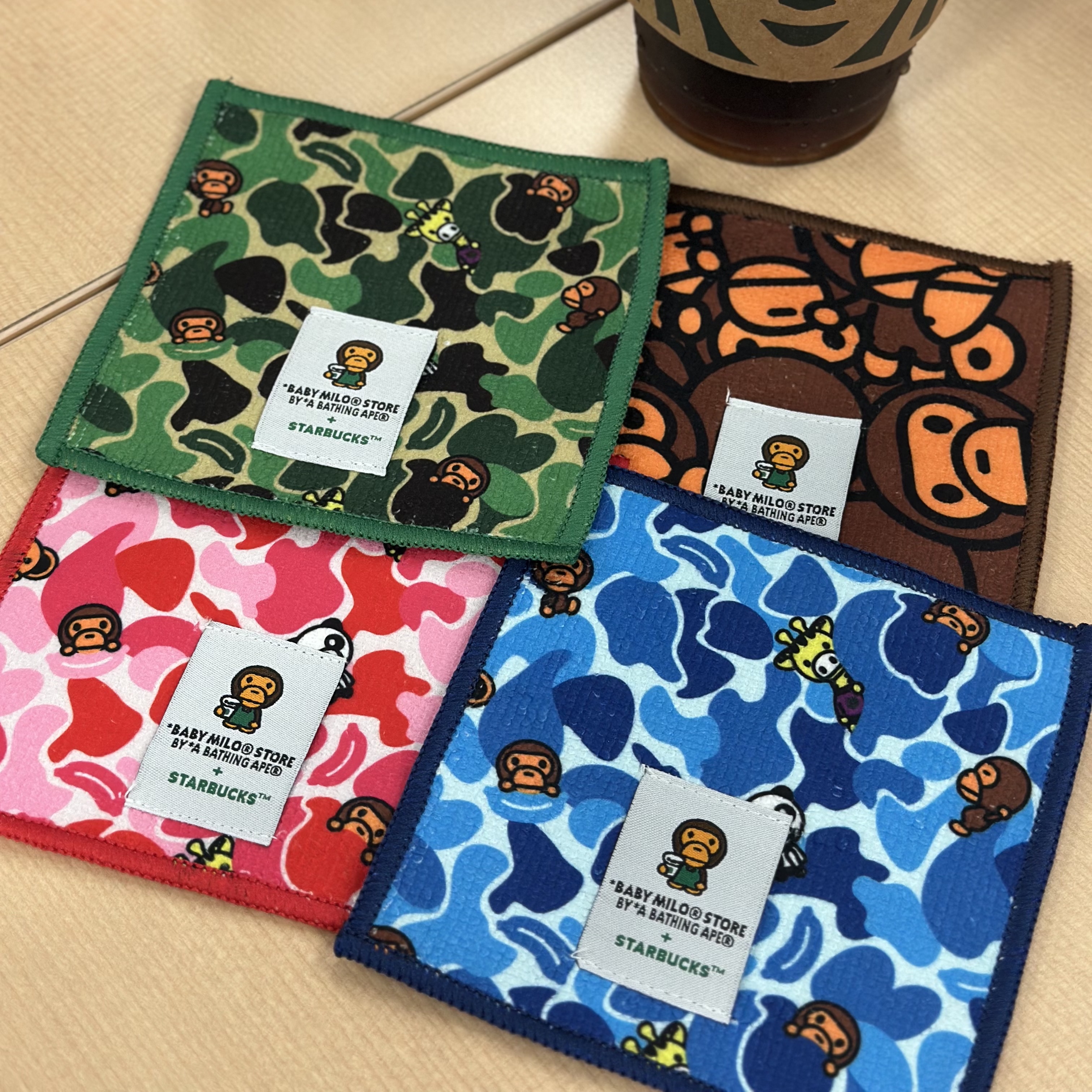 Starbucks x BAPE Baby Milo Coaster Pink Green (Set of 4), Starbucks x BAPE Baby Milo Coaster 착용 스타일