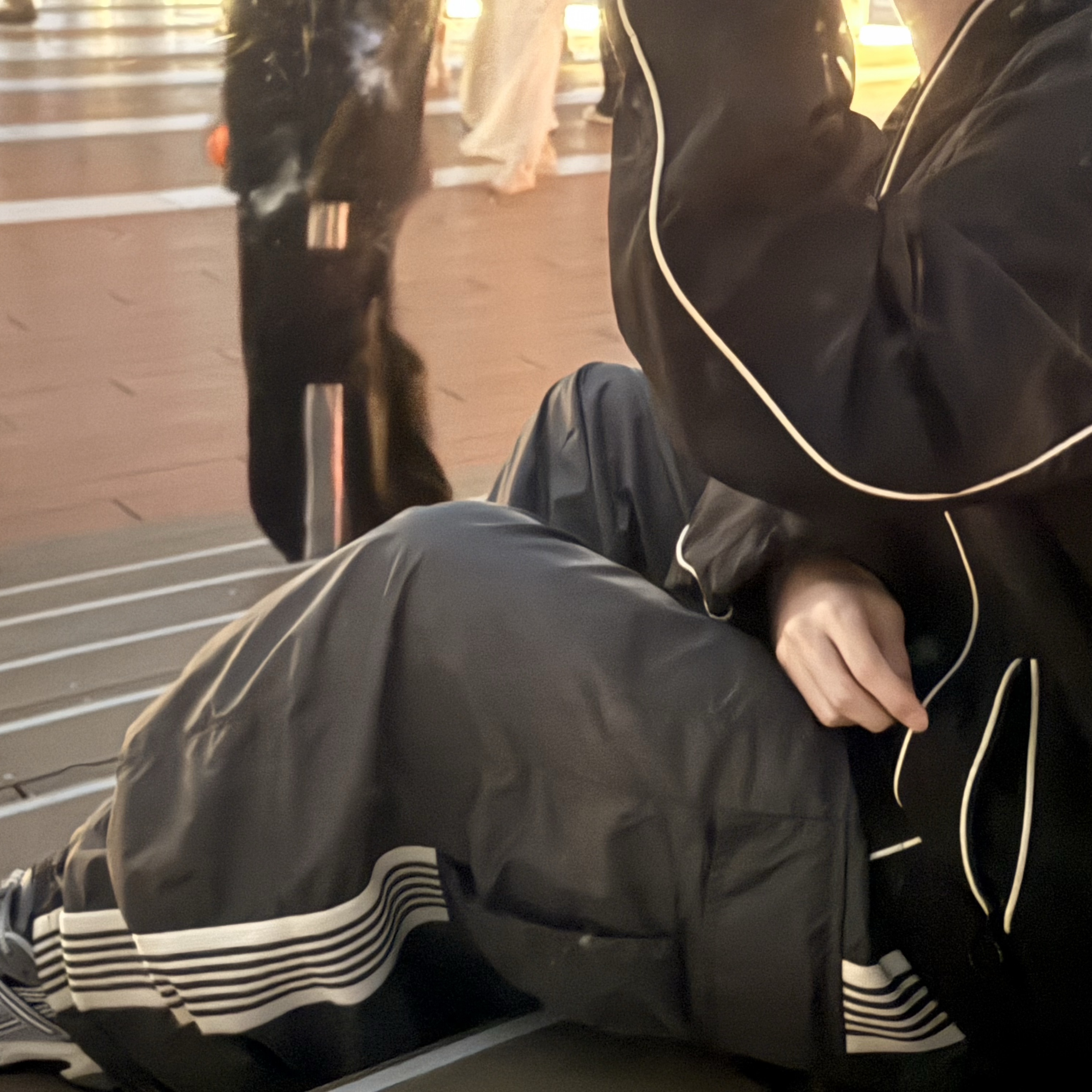 Diesel J-Hives Windbreaker with Contrast Piping Black, Needles BDU H.D. Track Pants Charcoal 착용 스타일