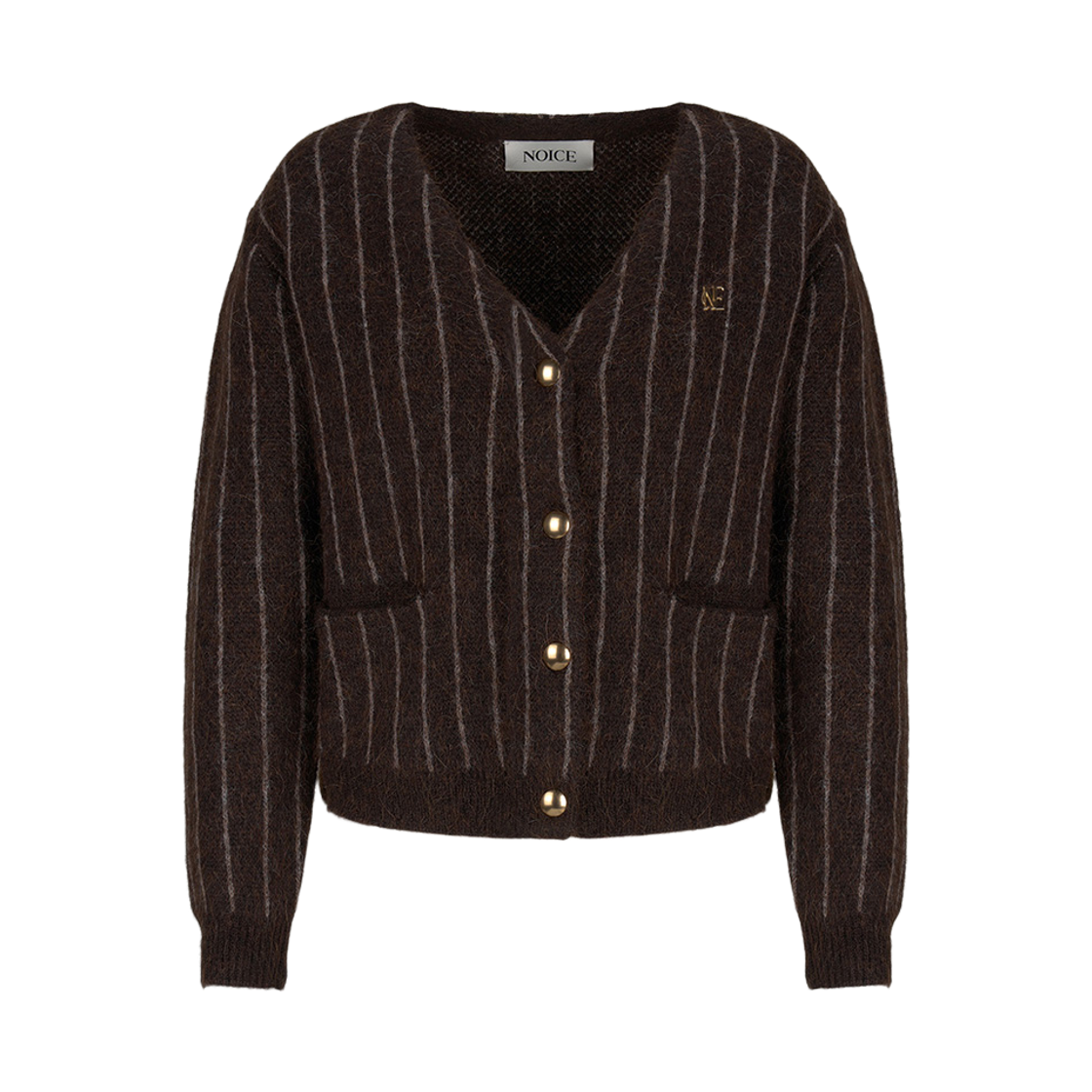 NWA5WKO30BR (W) Noice  Stripe Mohair Knit Cardigan Brown