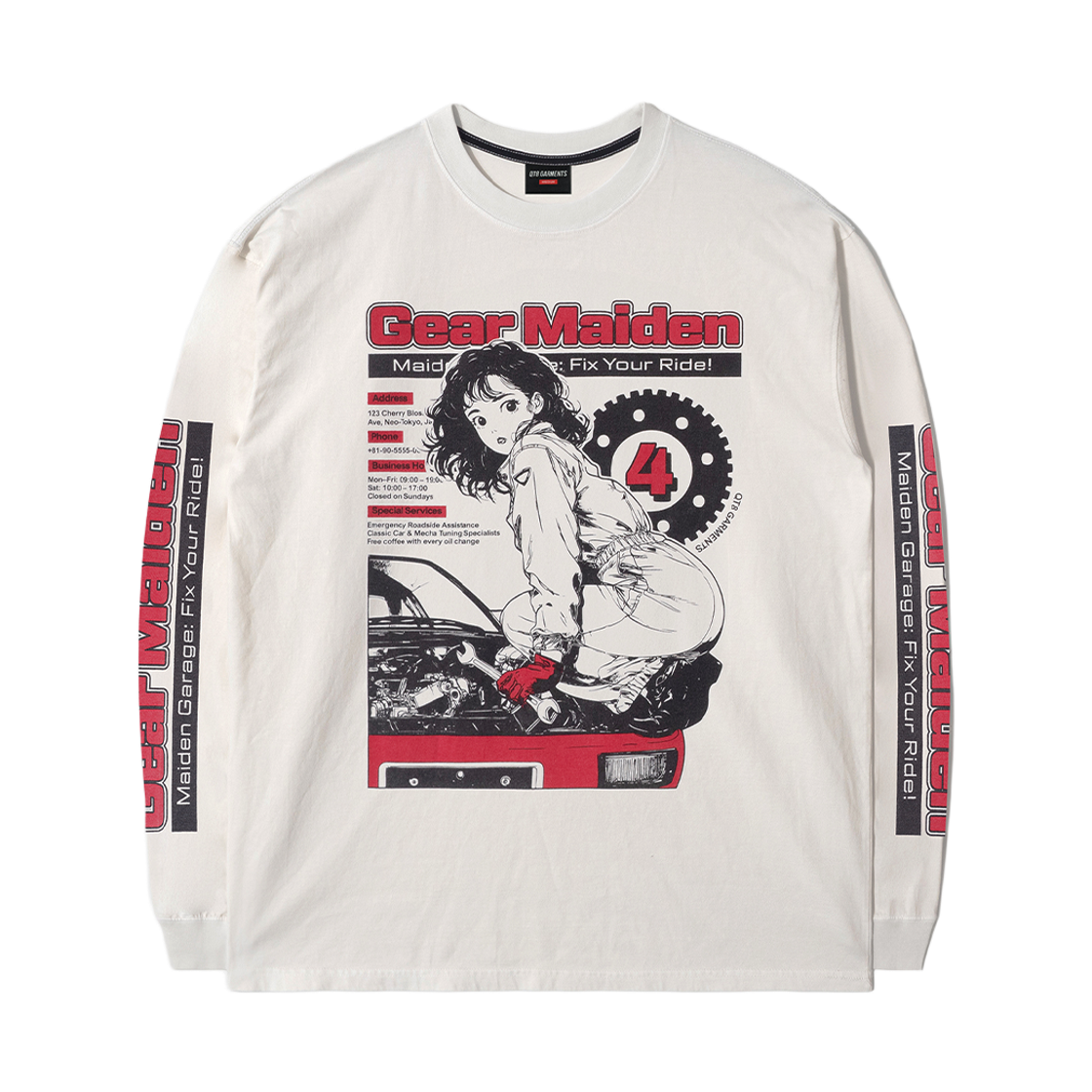 Q5AMTL002ECR QT8 GARMENTS Gear Maiden Washed Long Sleeve Ecru