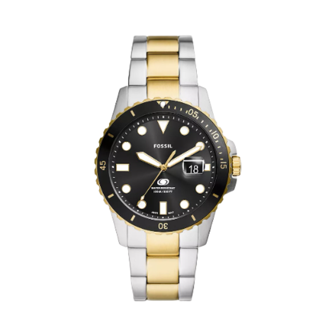 FS6031 Fossil Blue Dive Quartz Three-Hand Date 42mm Two-Tone Stainless Steel Black Gold
