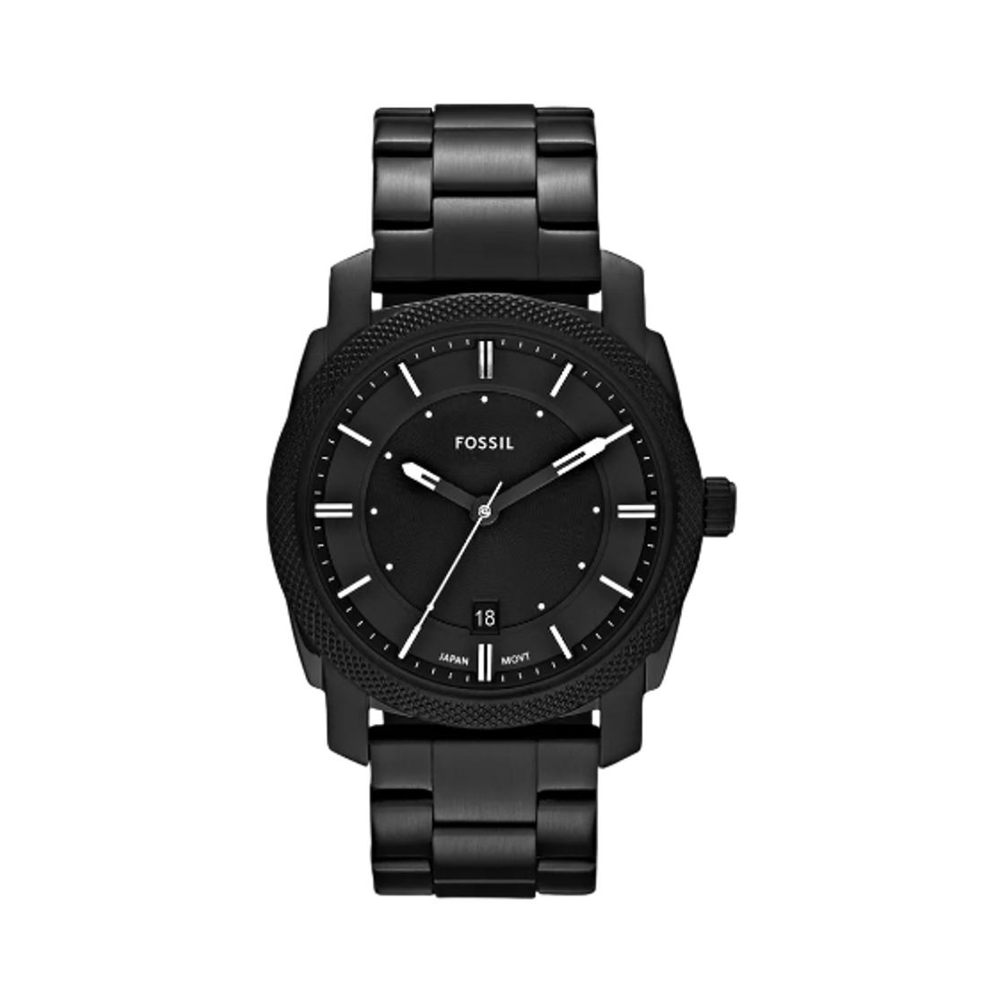 파슬 머신 쿼츠 쓰리핸드 데이트 42mm 스테인리스 스틸 블랙(Fossil Machine Quartz Three-Hand Date 42mm Stainless Steel Black)