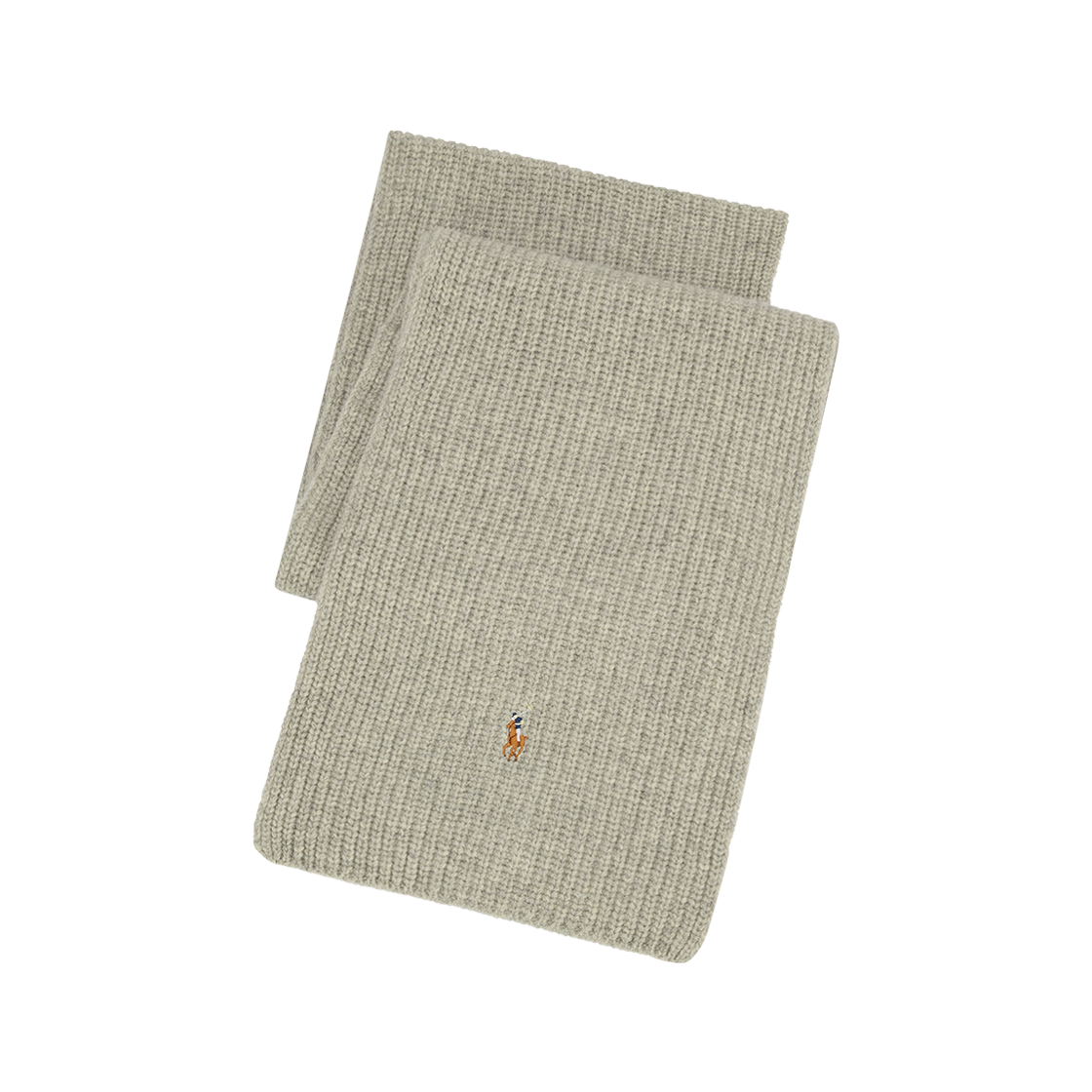 KM5DMU1RL40GY Polo Ralph Lauren Rib Knit Wool Blend Scarf Andover Heather - 25FW