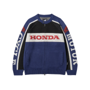Honda Big Logo Knit Zip-up Blue