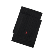 [20% 적립] Polo Ralph Lauren Cable Knit Wool Blend Scarf Black - 25FW