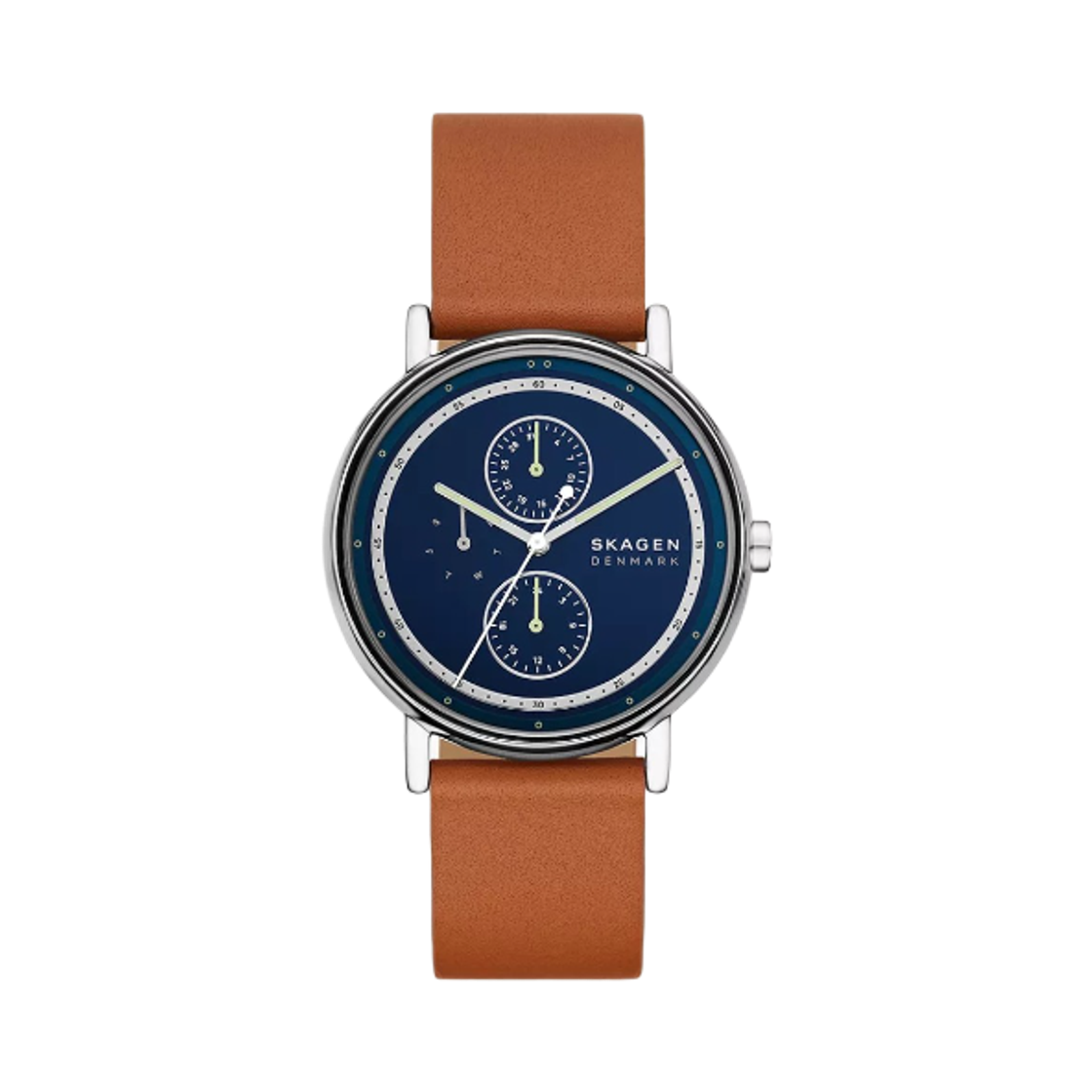 스카겐 시그니쳐 쿼츠 멀티펑션 40mm 블루 레더 브라운(Skagen Signature Quartz Multifunction 40mm Blue Leather Brown)