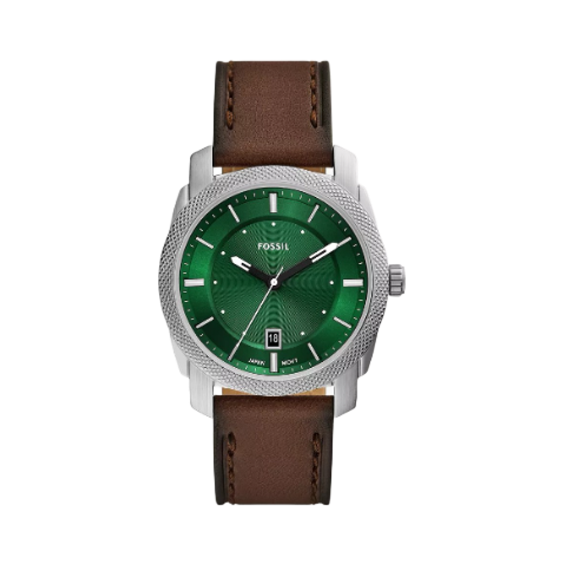 FS6085 Fossil Machine Quartz Three-Hand Date 42mm Leather Green Brown