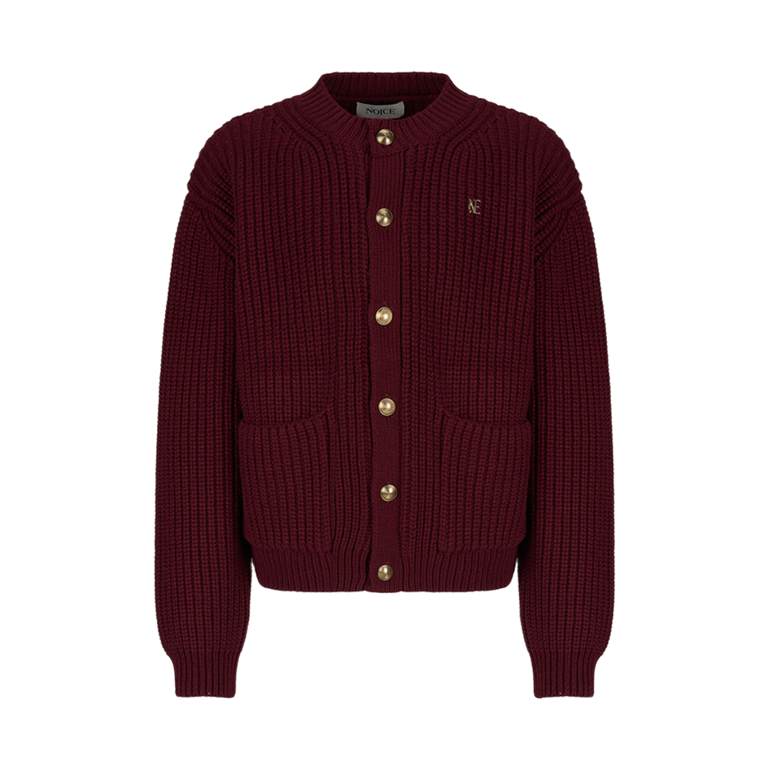NMA5WKO26WN Noice Heavy-Gauge Wool-Blend Cardigan Wine