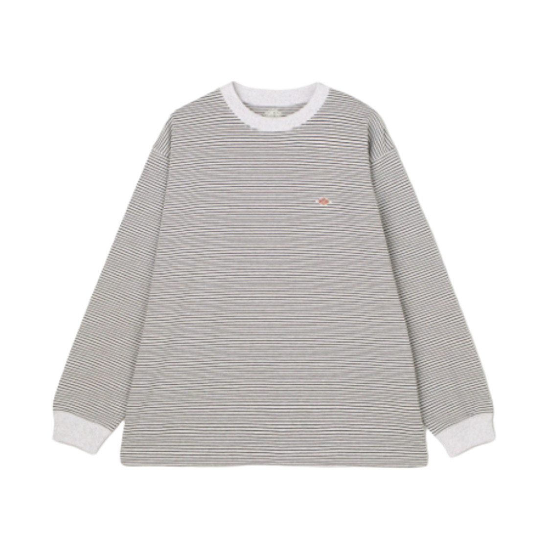 DT-C0200 Danton Stripe Long Sleeve T-Shirt Heather White Charcoal