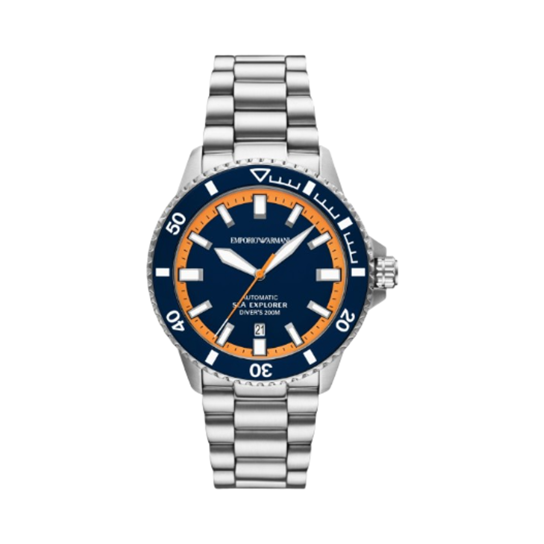 엠포리오 아르마니 씨 익스프로어 오토매틱 쓰리핸드 42mm 스테인리스 스틸 블루 실버(Emporio Armani Sea Explorer Automatic Three-Hand 42mm Stainless Steel Blue Silver) - 1