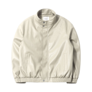 QT8 GARMENTS Synthetic Leather Hidden Jacket Cream